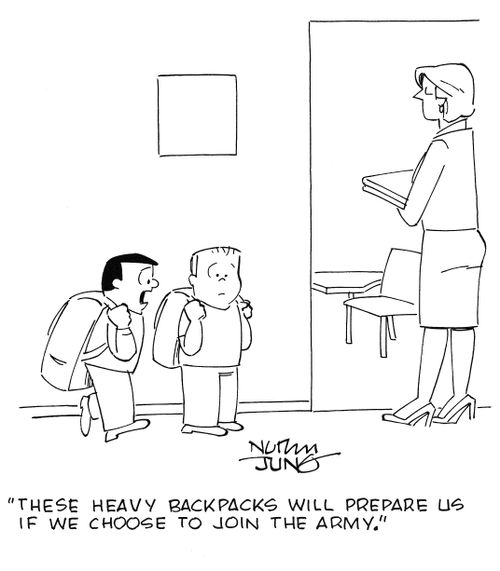 "These heavy backpacks will prepare us if we choose to join the army."