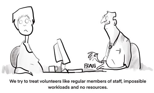 "We try to treat volunteers like regular members of staff, impossible workloads and no resources."