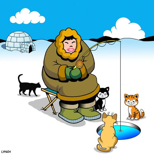 Ice Fishing with Cats