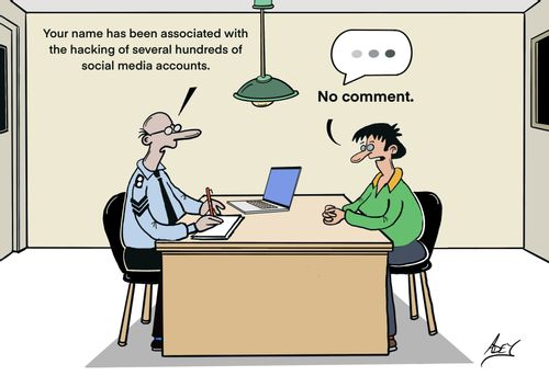 "Your name has been associated with the hacking of several hundreds of social media accounts."