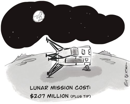"Lunar mission cost: $207 million (plus tip)"
