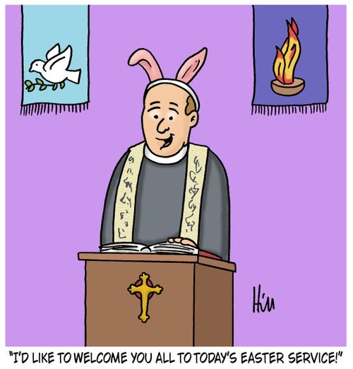 "I'd like to welcome you all to today's Easter service!"