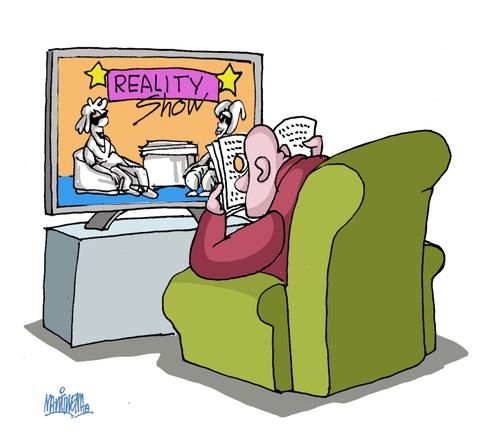 Reading in front of the television