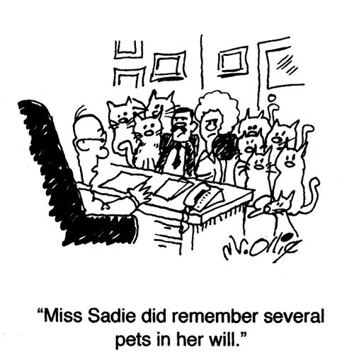 "Miss Sadie did remember several pets in her will."