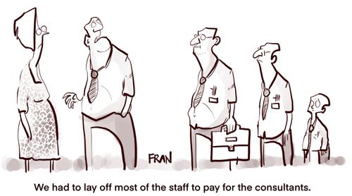 "We had to lay off most of the staff to pay for the consultants."