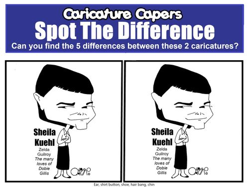 Shelia Kuehl Spot the Difference: Can you find the 5 differences between these 2 caricatures?