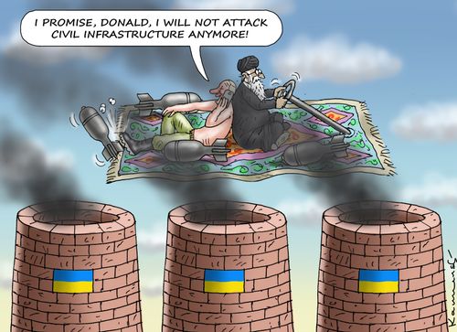 "I promise, Donald, I will not attack civil infrastructure anymore!"
