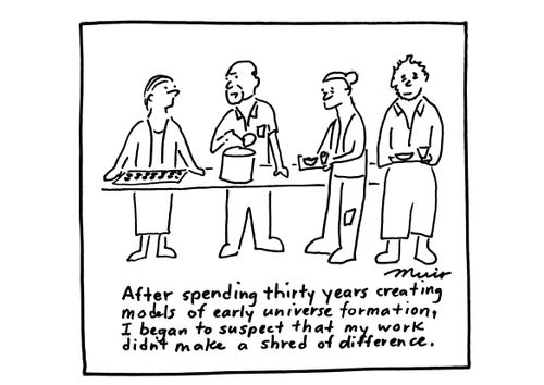 "After spending thirty years creating models of early universe formation, I began to suspect that my work didn't make a shred of difference."