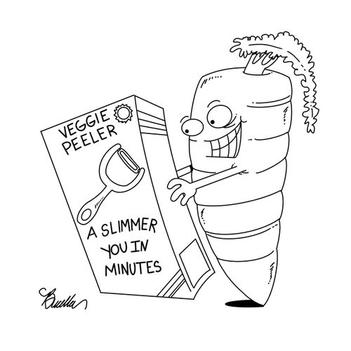 "Veggie peeler. A slimmer you in minutes."