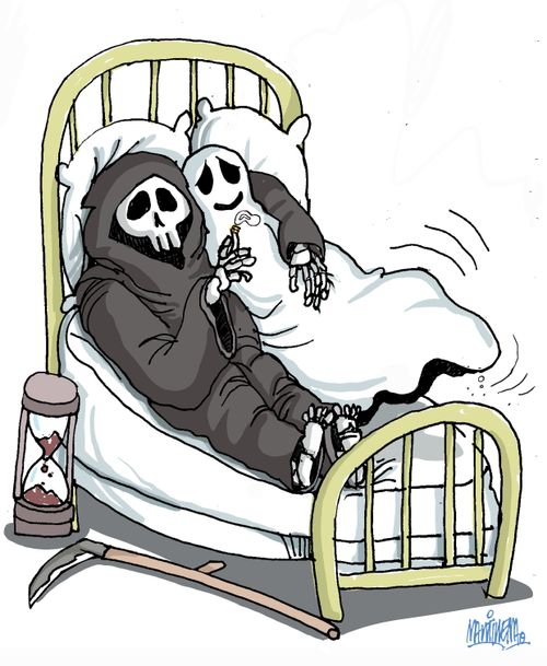 A ghost in bed with the Grim Reaper