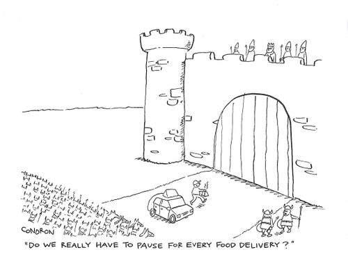 "Do we really have to pause for every food delivery?"