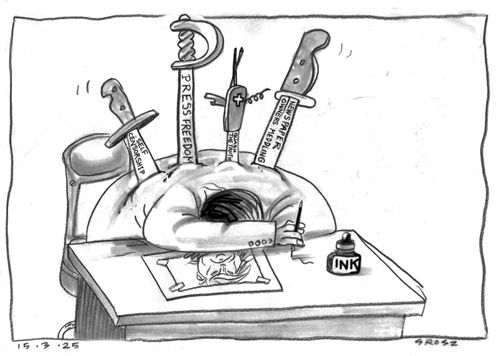Cartoonist Stabbed By Censorship Swords