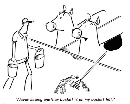 "Never seeing another bucket is on my bucket list."