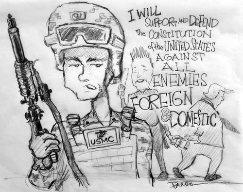 "I will support and defend the Constitution of the United States against all enemies foreign & domestic."