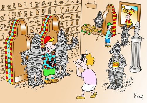 "No flash in the ancient mummy gallery."