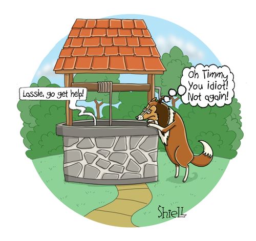 "Lassie, go get help!" "Oh Timmy you idiot! Not again!"
