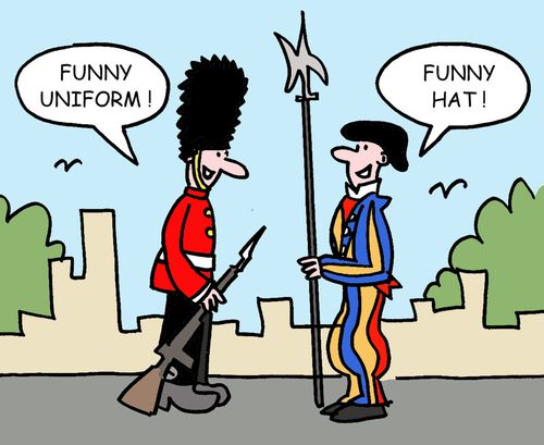 "Funny Uniform!/Funny Hat!"