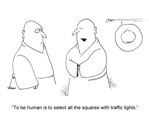 “To be human is to select all the squares with traffic lights.”