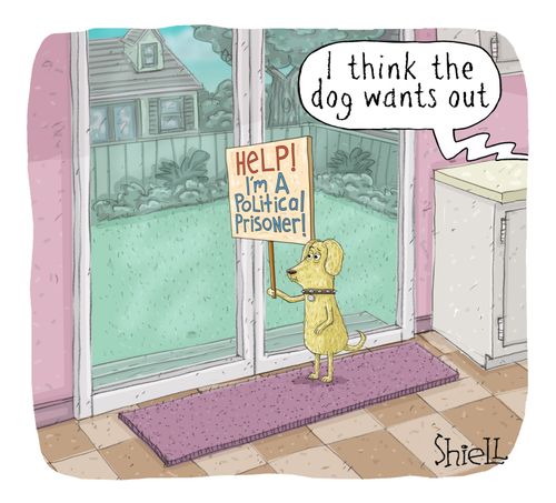 "I think the dog wants out"