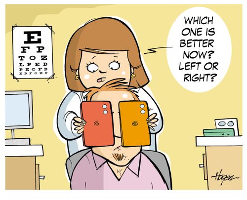 "Which one is better now? Left or right?"