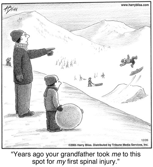"Years ago your grandfather took me to this spot for my first spinal injury."