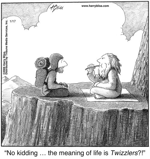 "No kidding… the meaning of life is Twizzlers?!"
