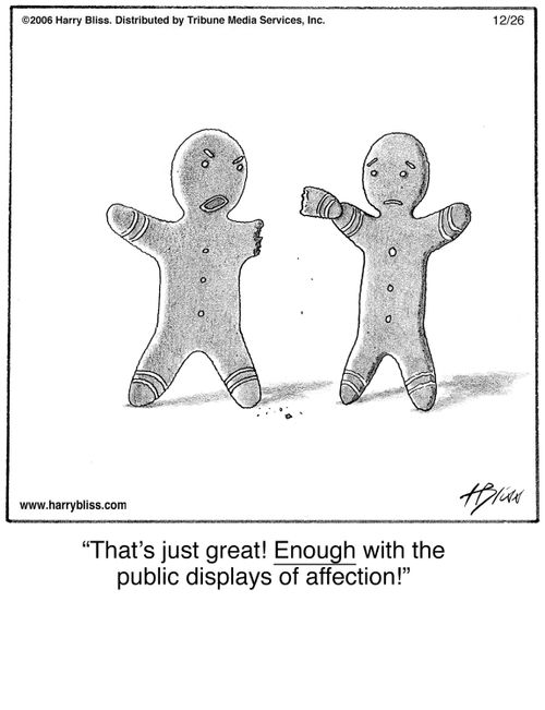 "That's just great! Enough with the public displays of affection!"