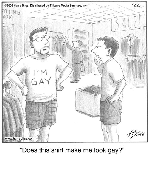 "Does this shirt make me look gay?"