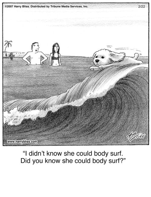 "I didn't know she could body surf. Did you know she could body surf?"