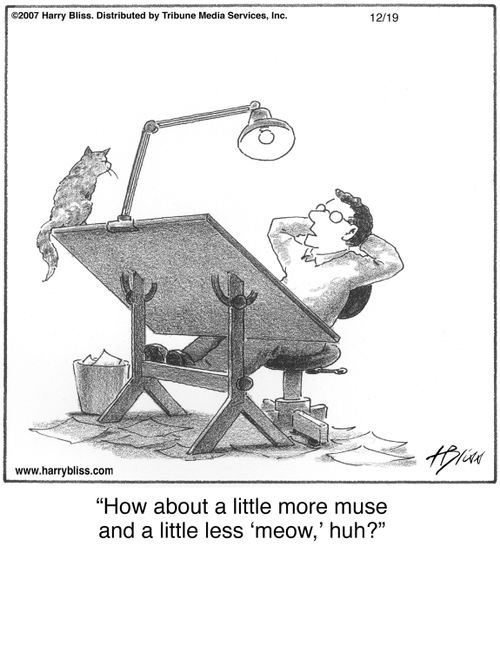 "How about a little more muse and a little less 'meow,' huh?"