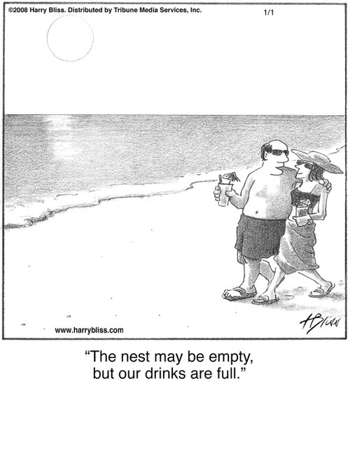 "The nest may be empty, but our drinks are full."