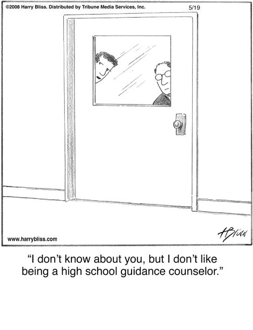 "I don't know about you, but I don't like being a high school guidance counselor."
