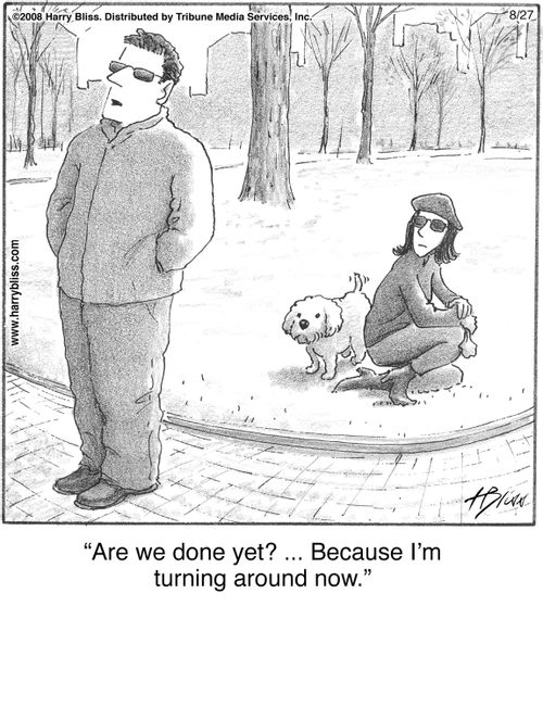 "Are we done yet? ... Because I'm turning around now."