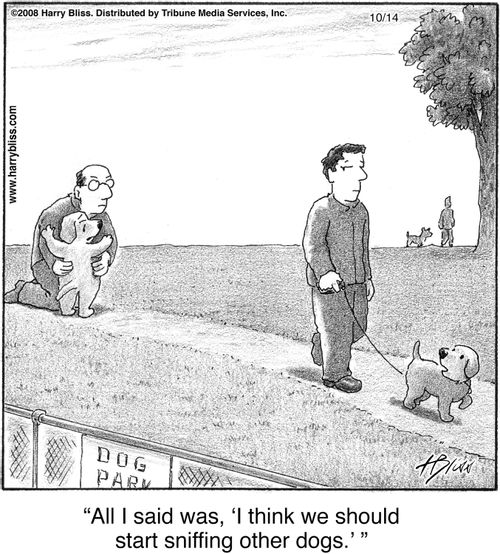 "All I said was, 'I think we should start sniffing other dogs.'"
