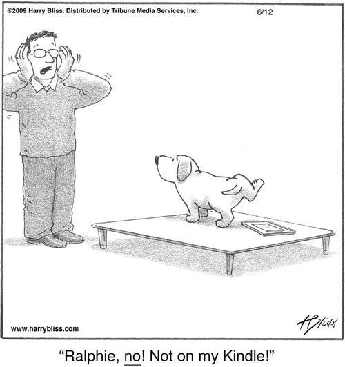 "Ralphie, no! Not on my Kindle!"