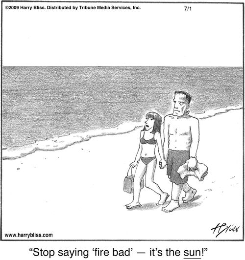 "Stop saying 'fire bad' — it's the sun!"