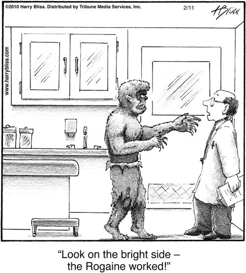 "Look on the bright side – the Rogaine worked!"