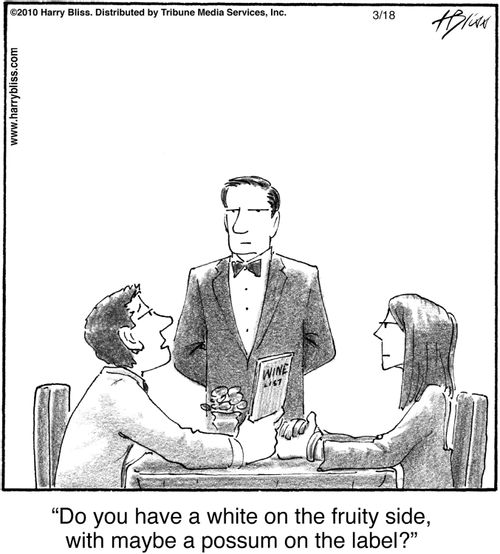 "Do you have a white on the fruity side, with maybe a possum on the label?"
