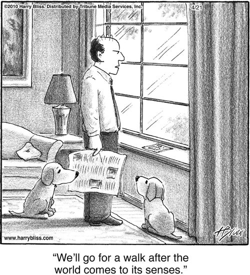 "We’ll go for a walk after the world comes to its senses."
