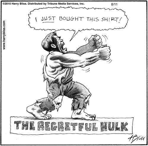 "I just bought this shirt!"  "The regretful hulk"