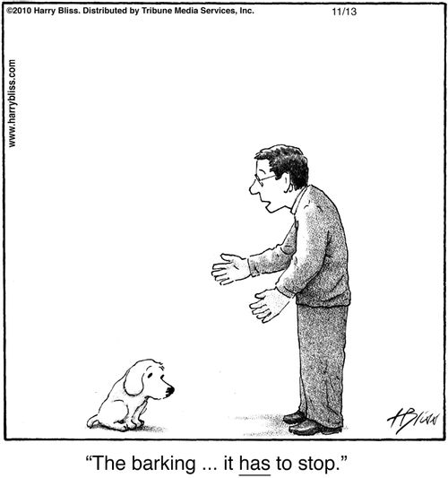 "The barking ... it has to stop."