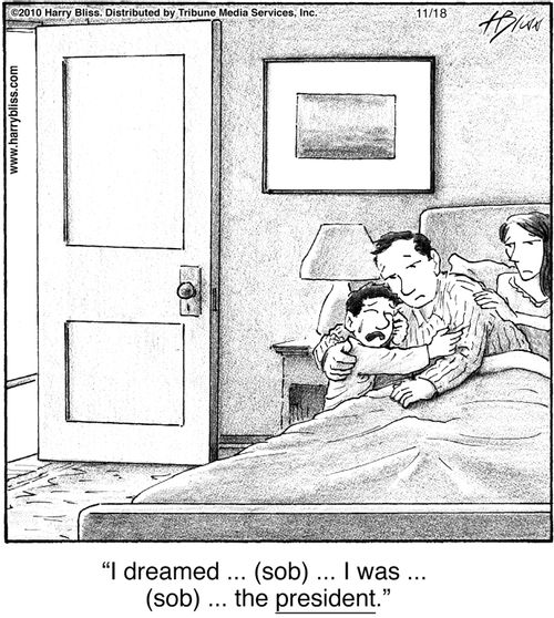 "I dreamed ... (sob) ... I was ... (sob) ... the president."