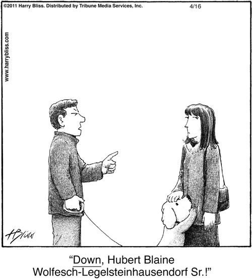 "Down, Hubert Blaine Wolfesch-Legelsteinhausenorf Sr.!"