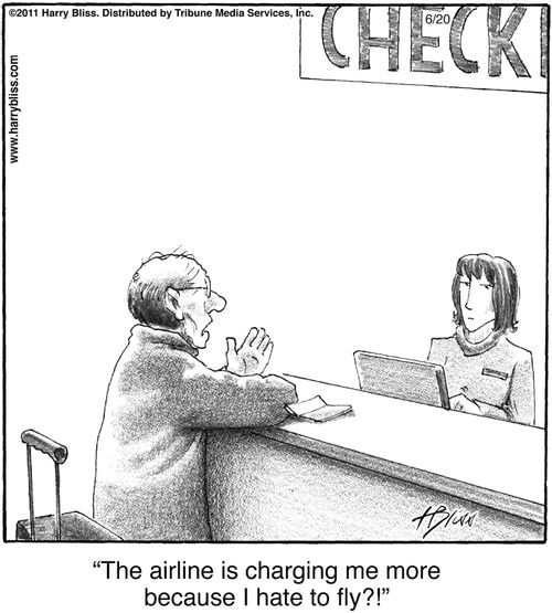 "The airline is charging me more because I hate to fly?!"
