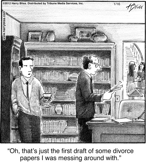 "Oh, that's just the first draft of some divorce papers I was messing around with."