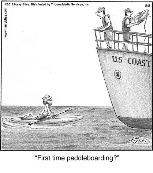 "First time paddleboarding?"