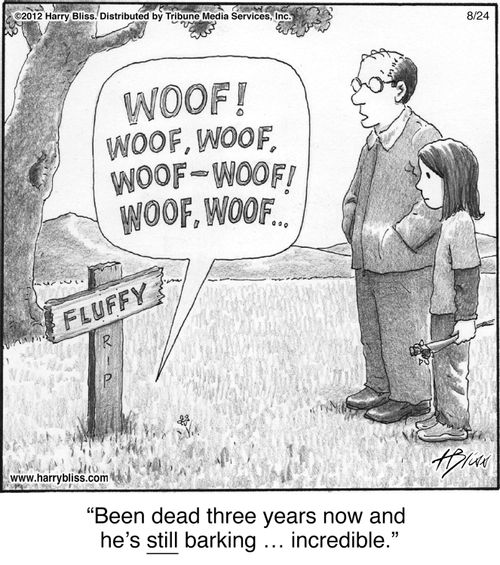 "Been dead three years now and he’s still barking … incredible."