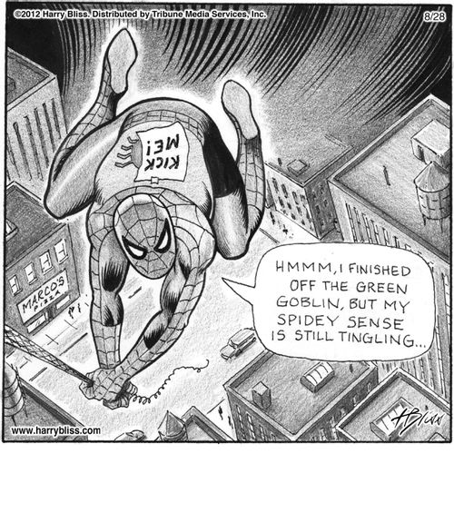 "Hmmm, I finished off the Green Goblin, but my Spidey sense is still tingling..."