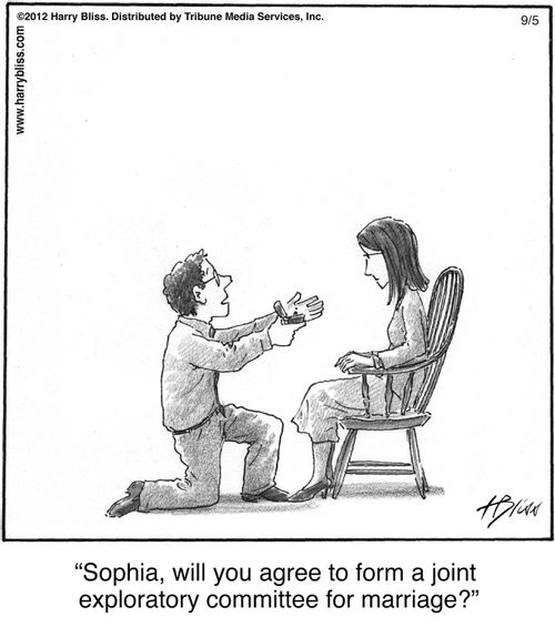 "Sophia, will you agree to form a joint exploratory committee for marriage?"