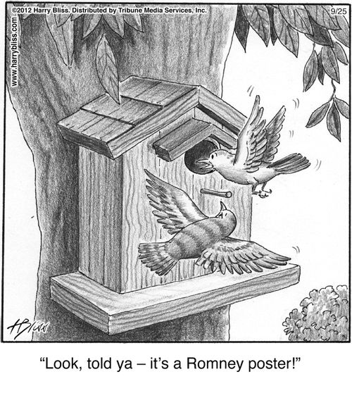"Look, told ya – it’s a Romney poster!"